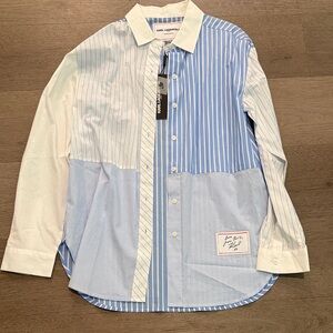 Karl Lagerfeld Striped Blue and White Button Down Shirt